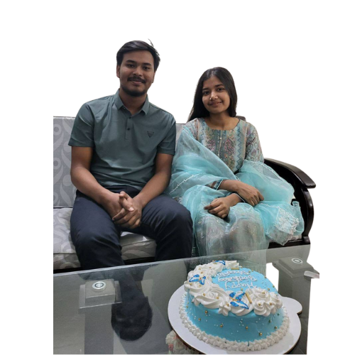 Couple on motorcycle